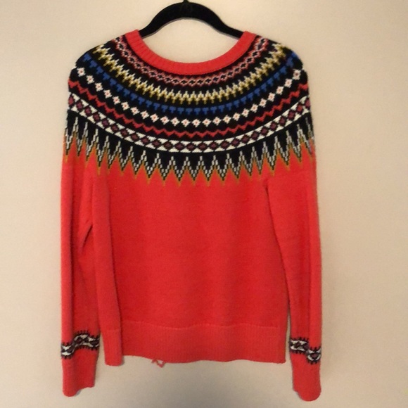 Jcrew Fair Aisle wool red/orange sweater Small - Picture 3 of 6